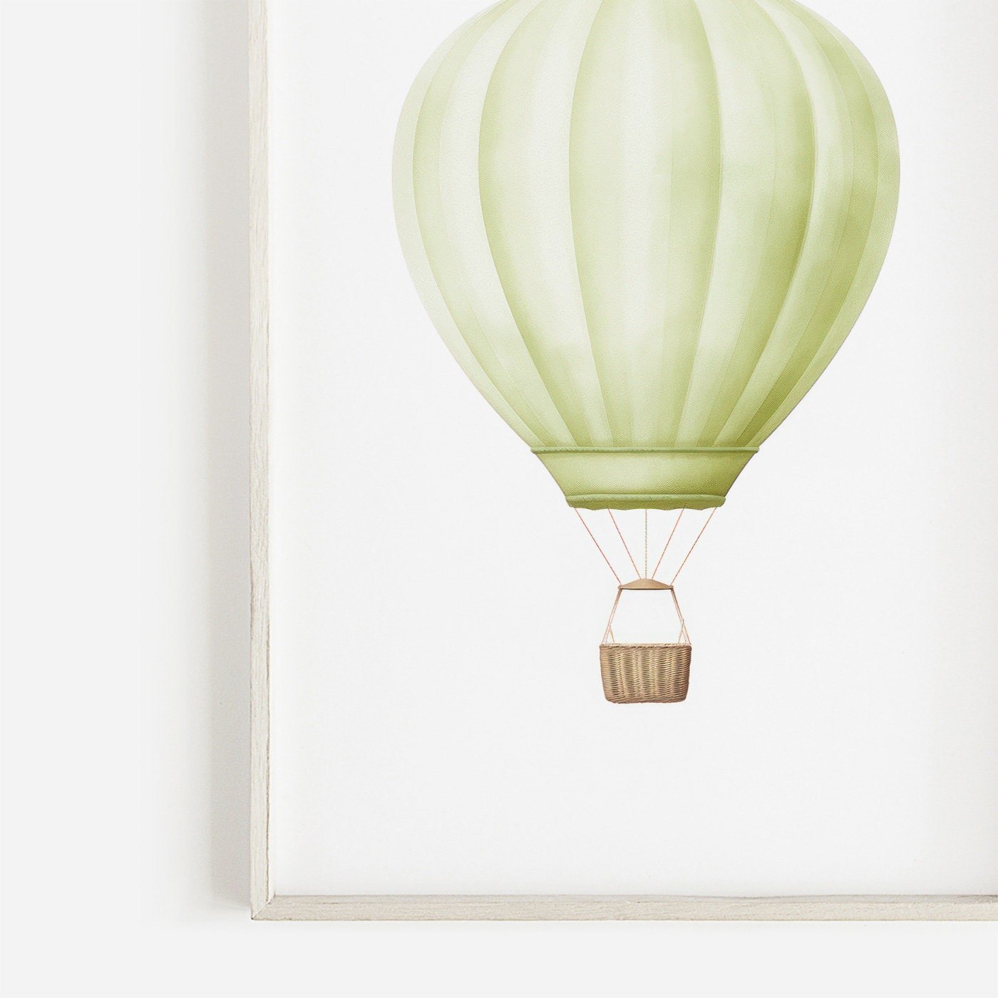 Mint Green Hot Air Balloon Print, Watercolor Nursery Decor, Vintage Wall Art - WildfieldPrints