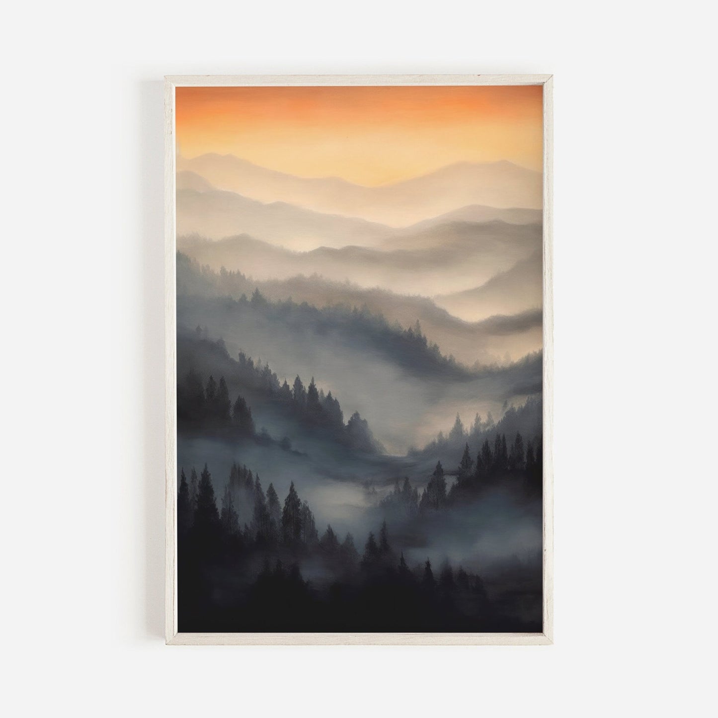 Misty Forest Print, Watercolor Landscape Decor, Nature Wall Art - WildfieldPrints