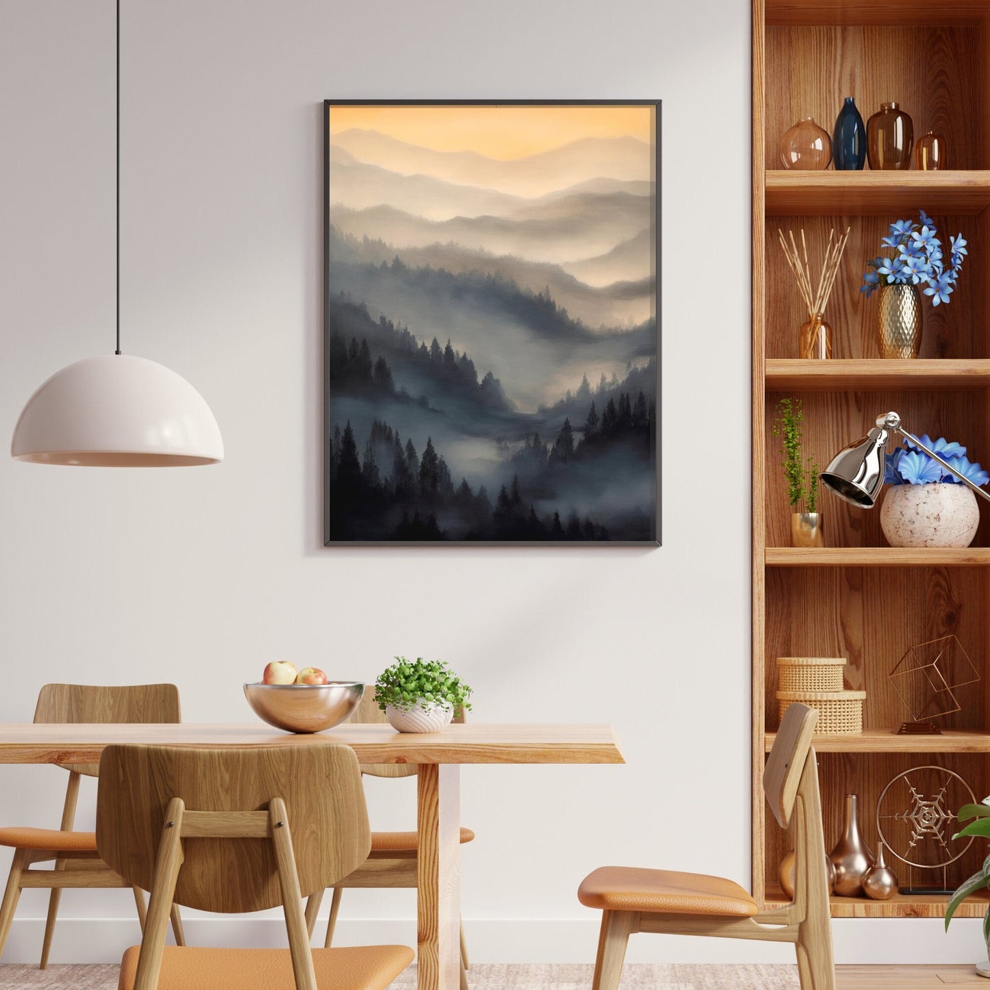 Misty Forest Print, Watercolor Landscape Decor, Nature Wall Art - WildfieldPrints