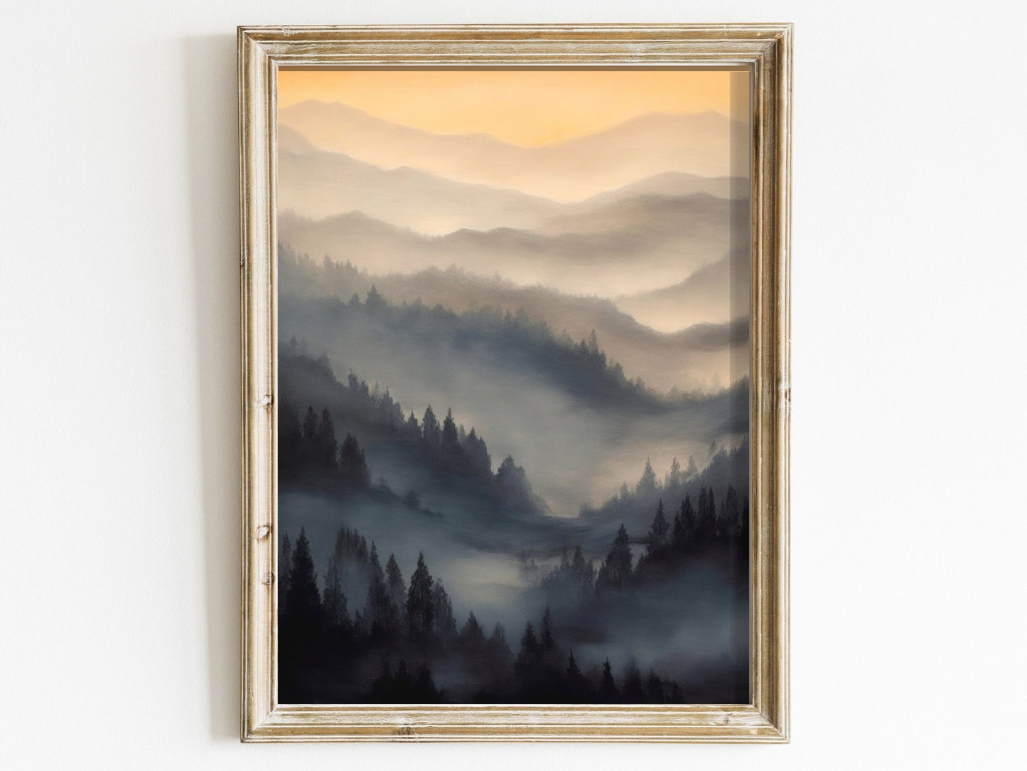 Misty Forest Print, Watercolor Landscape Decor, Nature Wall Art - WildfieldPrints