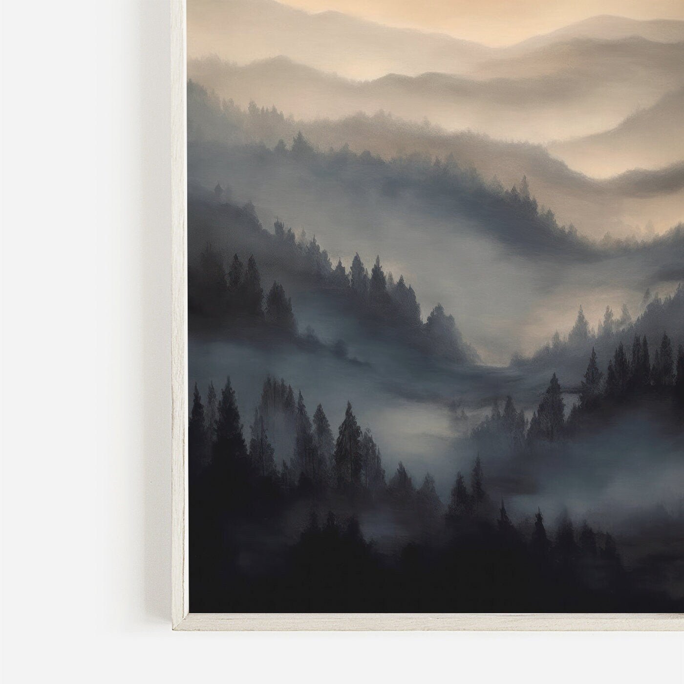 Misty Forest Print, Watercolor Landscape Decor, Nature Wall Art - WildfieldPrints