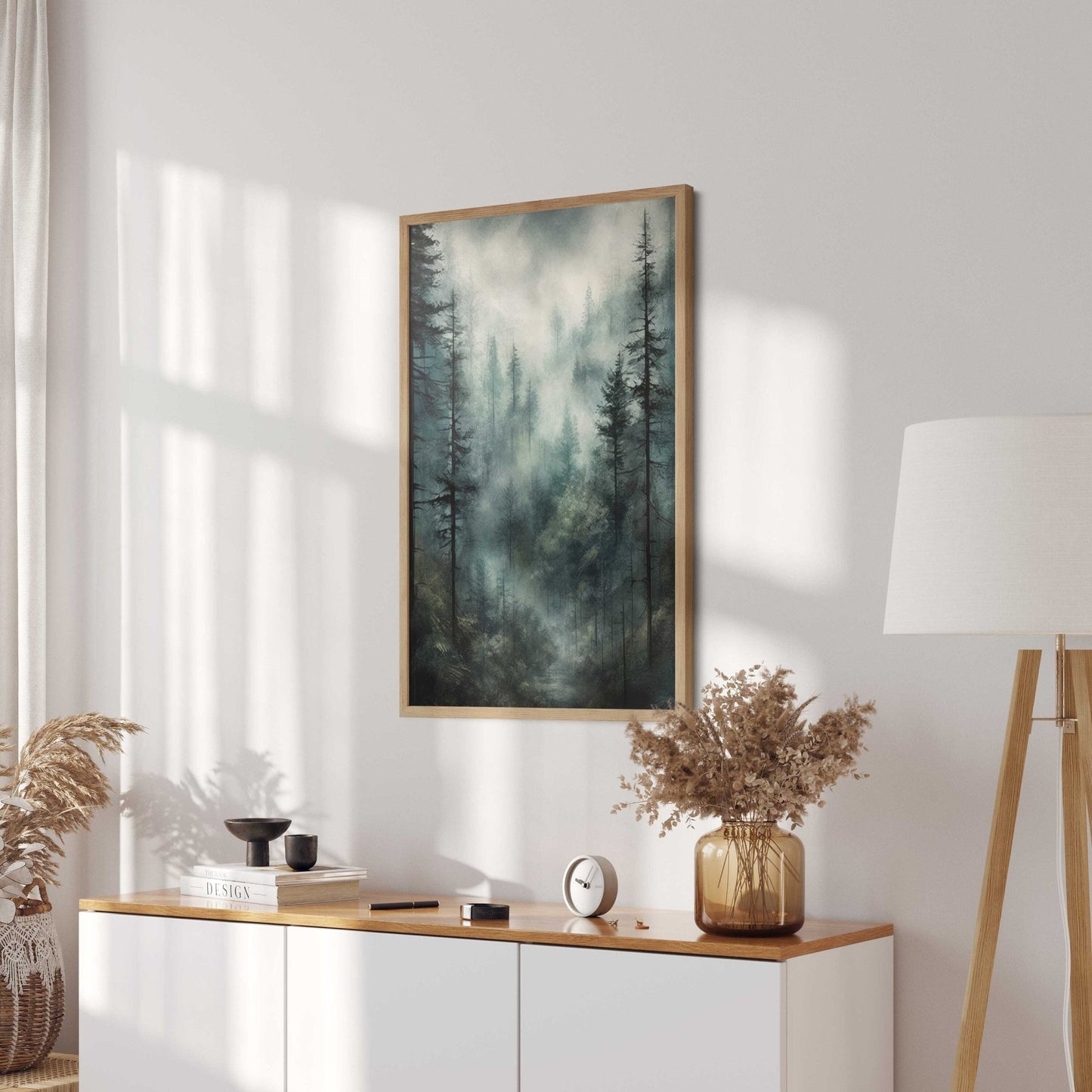Misty Forest Print, Watercolor Landscape, Nature Wall Decor - WildfieldPrints