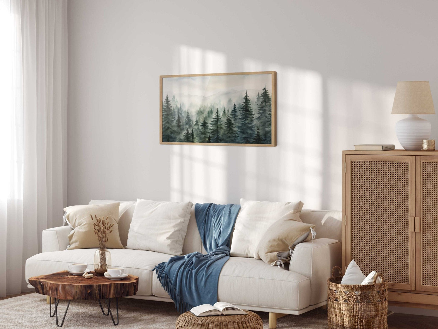 Misty Forest Prints, Watercolor Landscape Decor, Nature Wall Art - WildfieldPrints