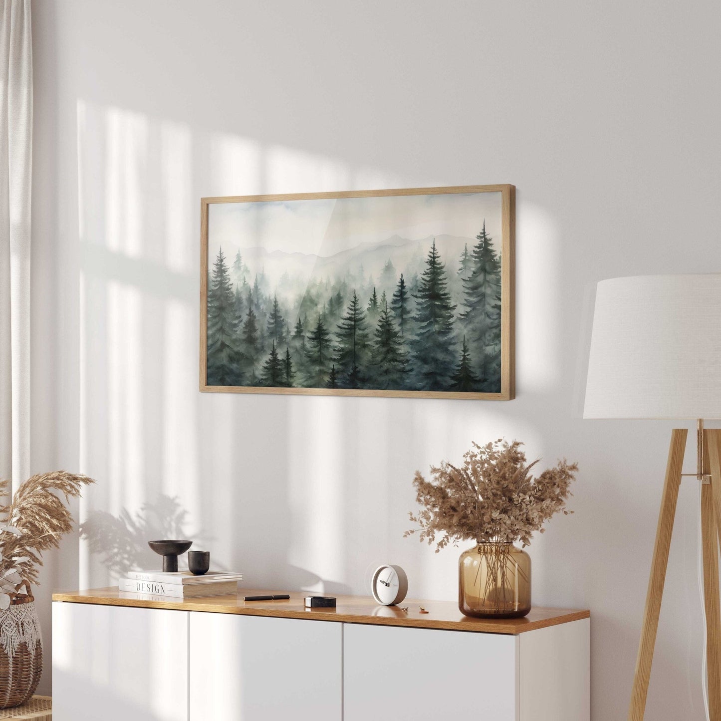 Misty Forest Prints, Watercolor Landscape Decor, Nature Wall Art - WildfieldPrints