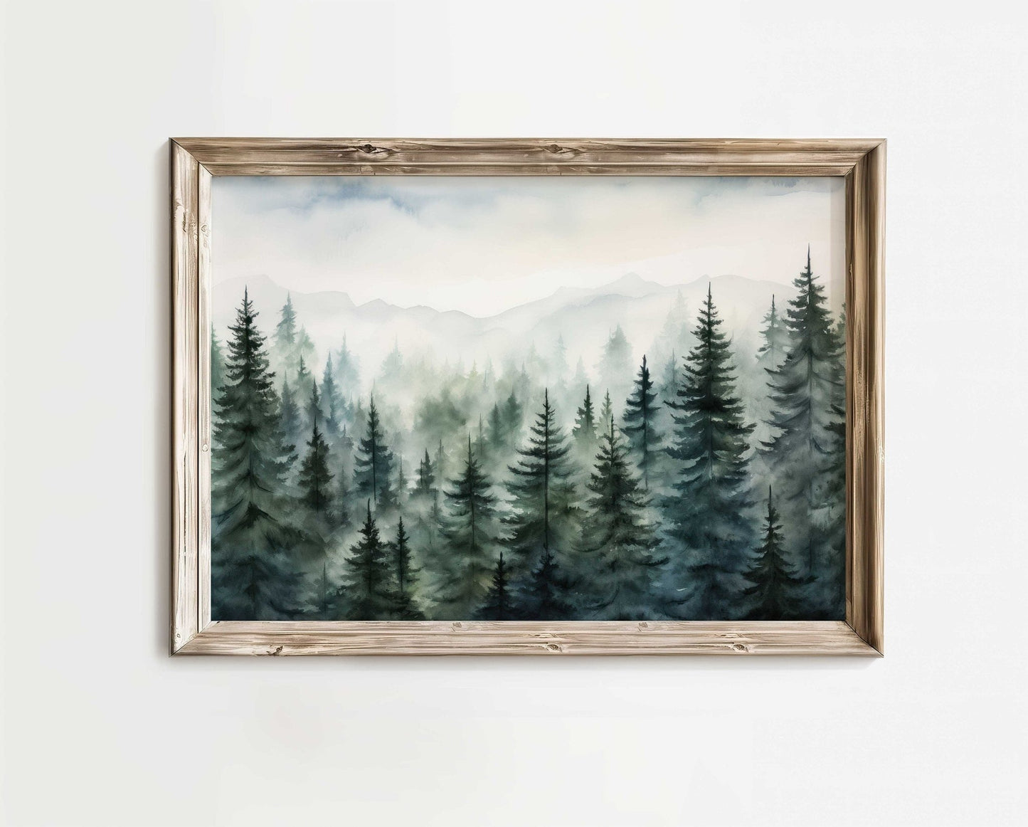 Misty Forest Prints, Watercolor Landscape Decor, Nature Wall Art - WildfieldPrints
