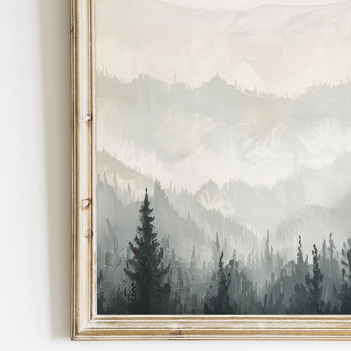 Monochrome Forest Triptych, Black & White Painting, Living Room Decor - WildfieldPrints