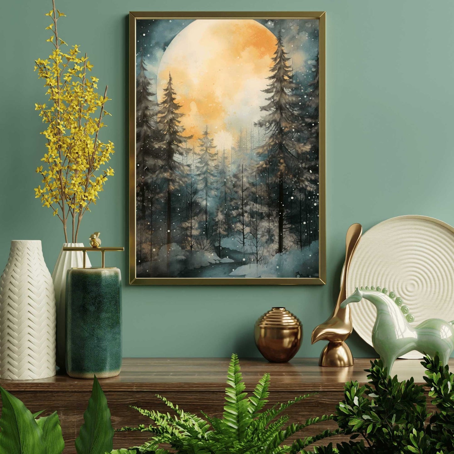 Moody Forest Print, Watercolor Landscape Decor, Nature Lover's Gift - WildfieldPrints