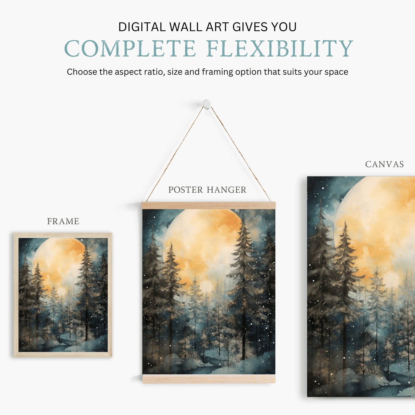Moody Forest Print, Watercolor Landscape Decor, Nature Lover's Gift - WildfieldPrints