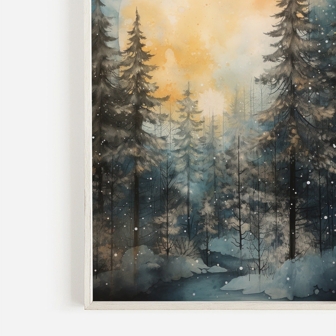 Moody Forest Print, Watercolor Landscape Decor, Nature Lover's Gift - WildfieldPrints