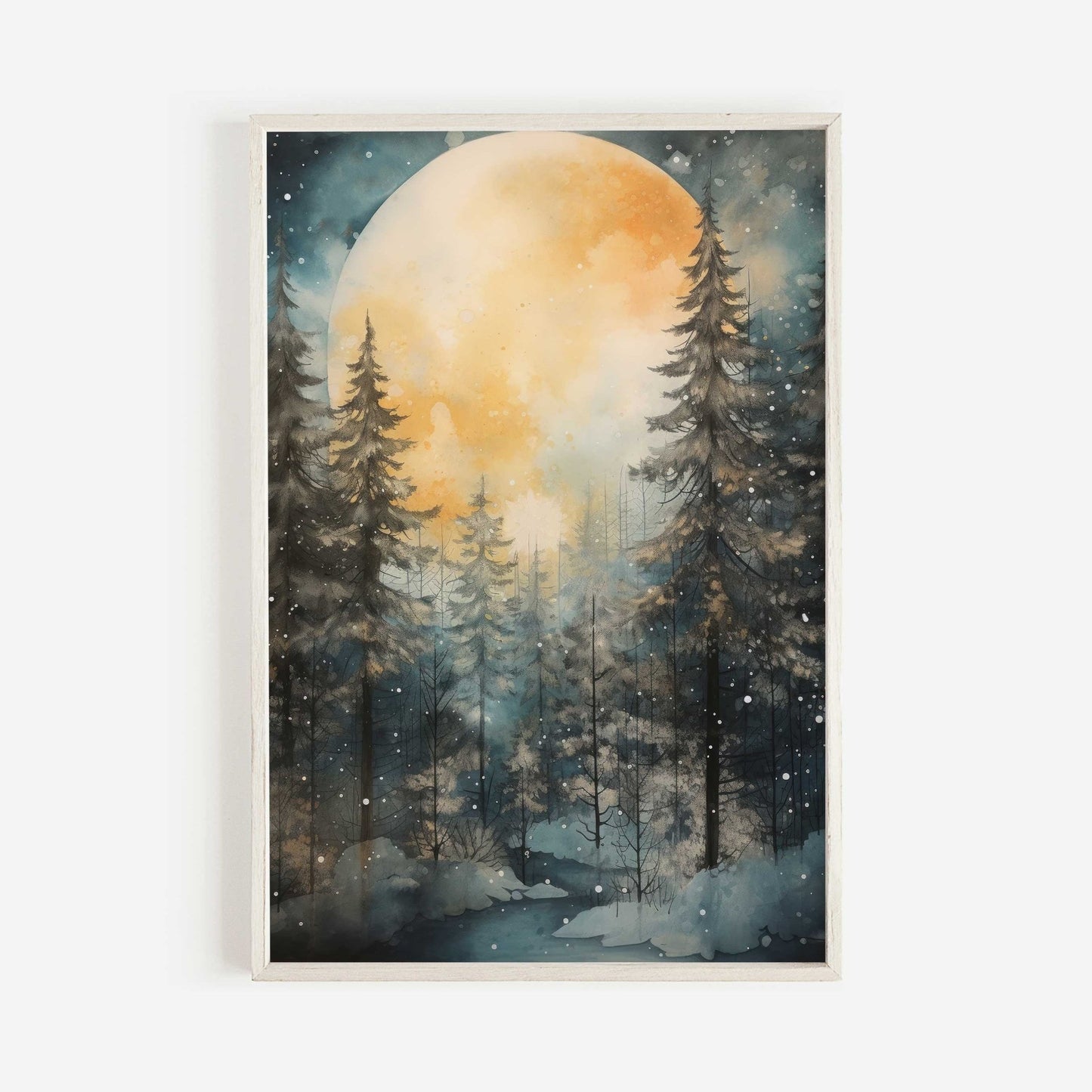 Moody Forest Print, Watercolor Landscape Decor, Nature Lover's Gift - WildfieldPrints
