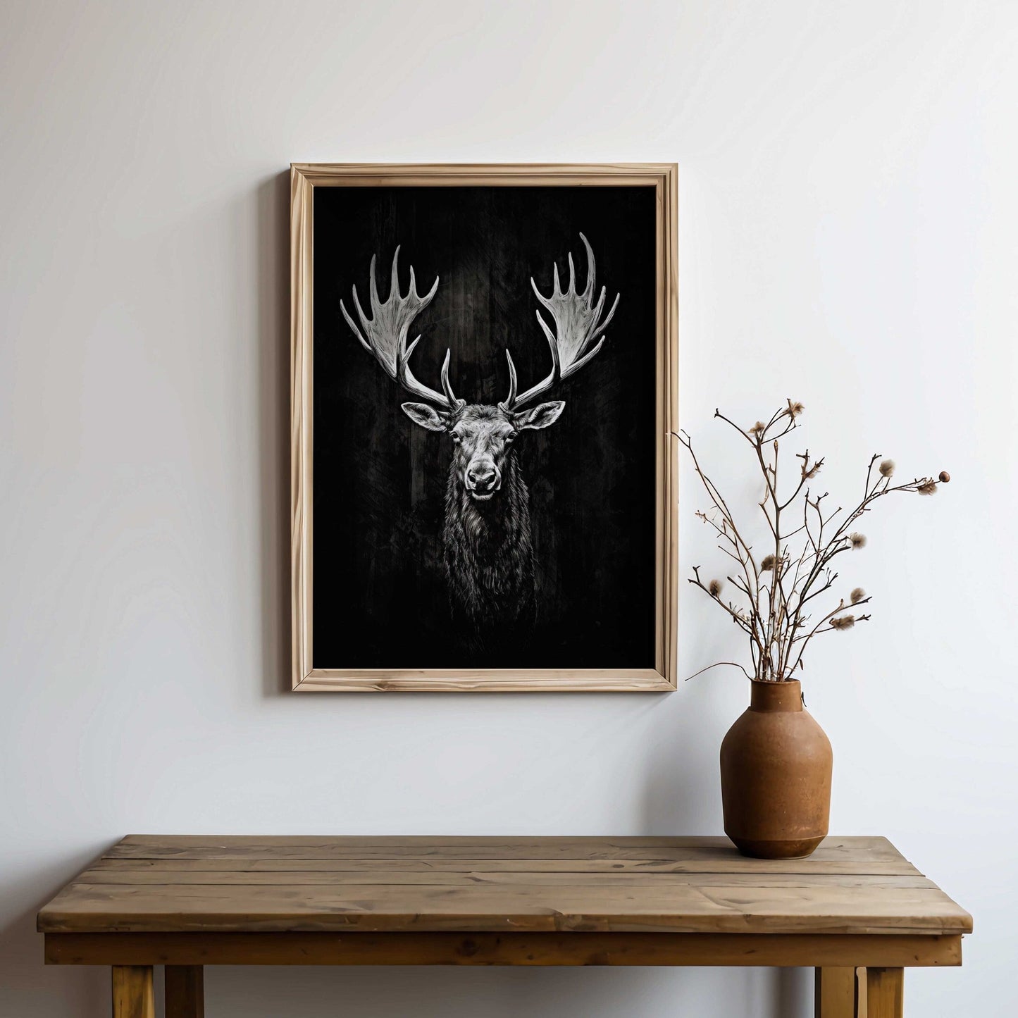 Moose Wall Art, Forest Animal Decor, Elk Hunting Print, Rustic Design - WildfieldPrints