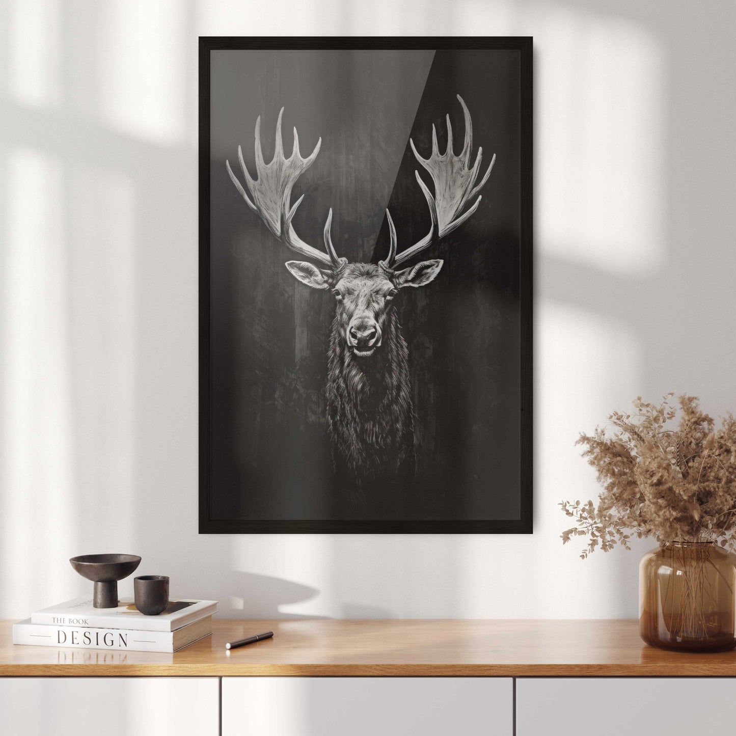 Moose Wall Art, Forest Animal Decor, Elk Hunting Print, Rustic Design - WildfieldPrints