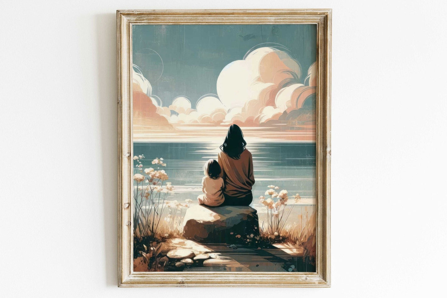 Mother and Daughter Art, Adventure Wall Decor, Rustic Nursery Gift - WildfieldPrints