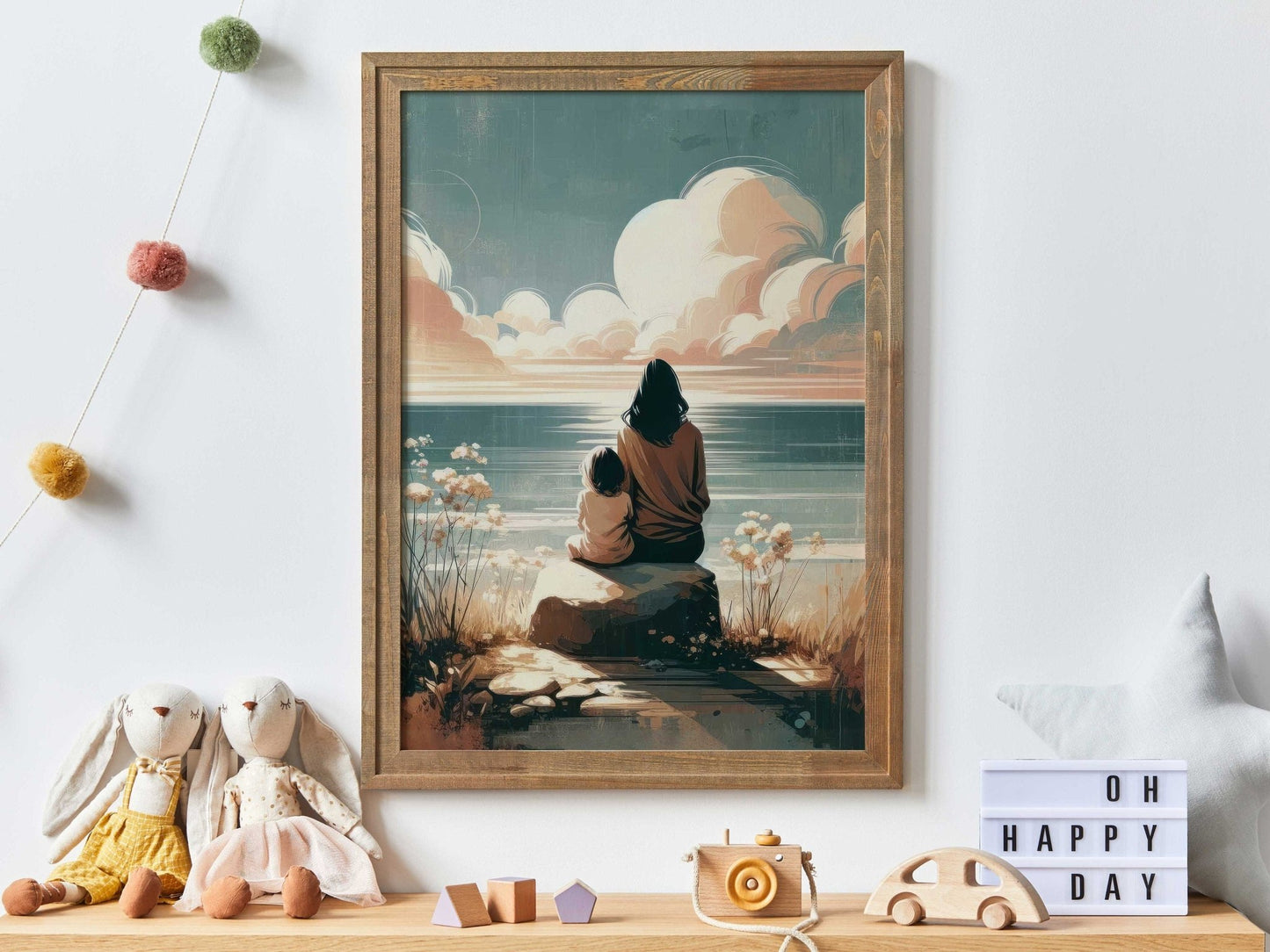 Mother and Daughter Art, Adventure Wall Decor, Rustic Nursery Gift - WildfieldPrints