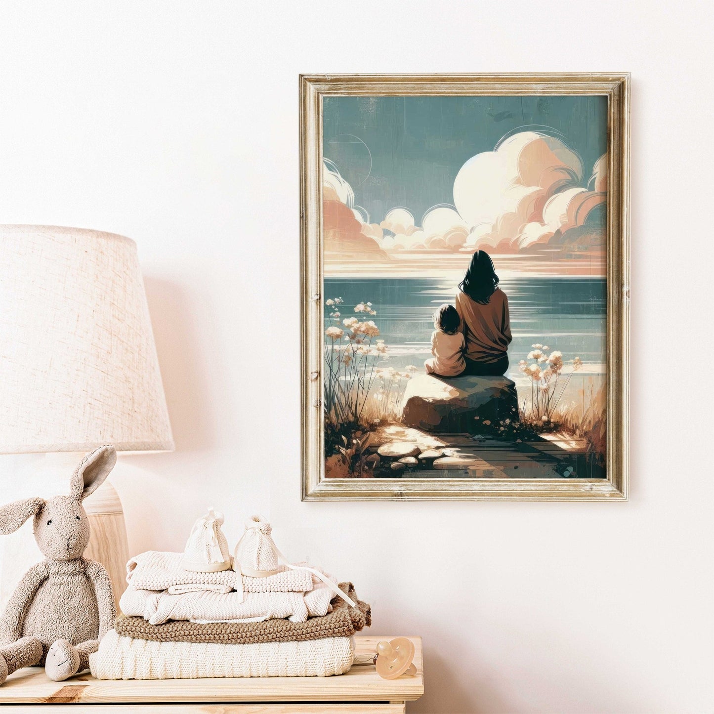 Mother and Daughter Art, Adventure Wall Decor, Rustic Nursery Gift - WildfieldPrints