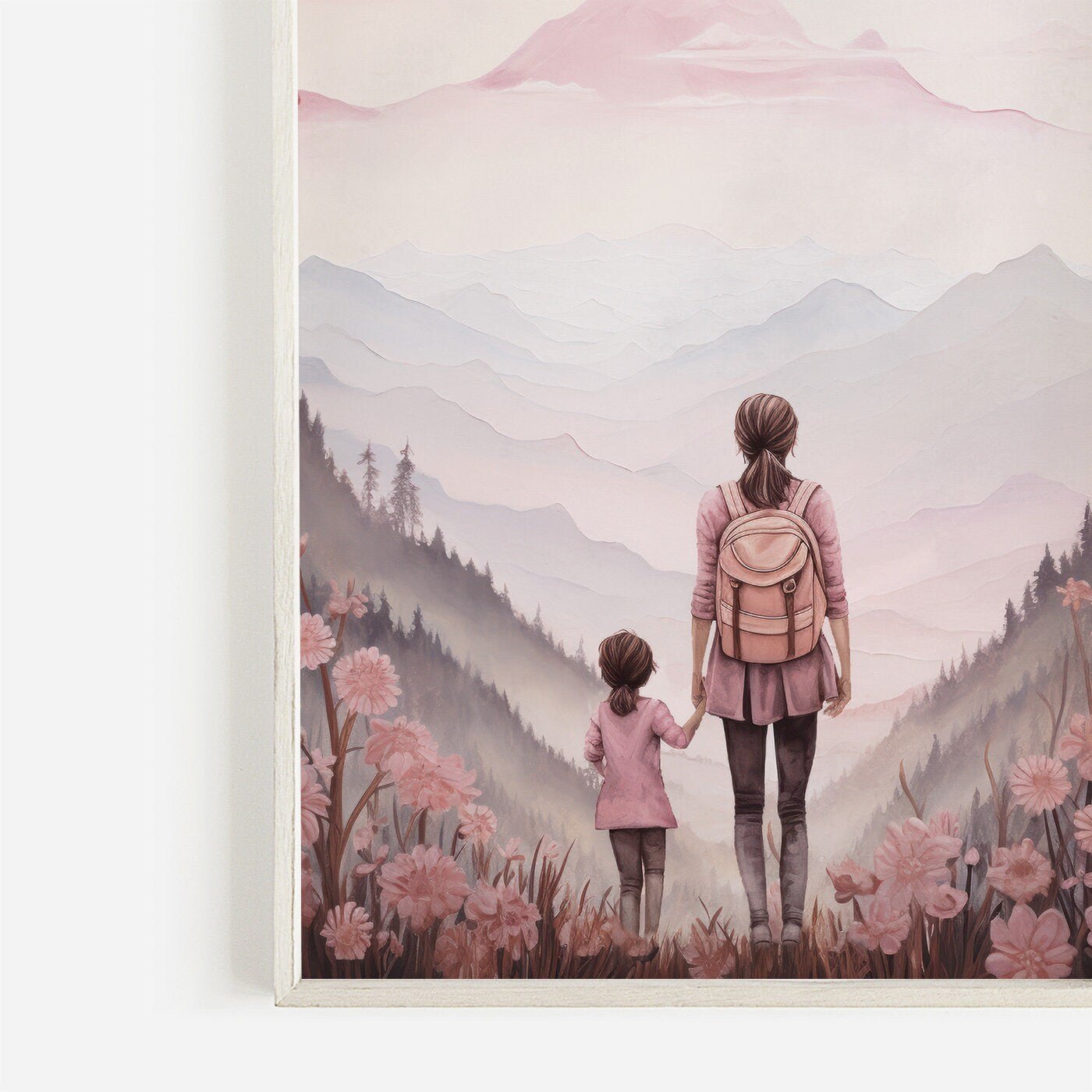 Mother and Daughter Bond Art, Adventure Wall Decor, Rustic Nursery Design - WildfieldPrints