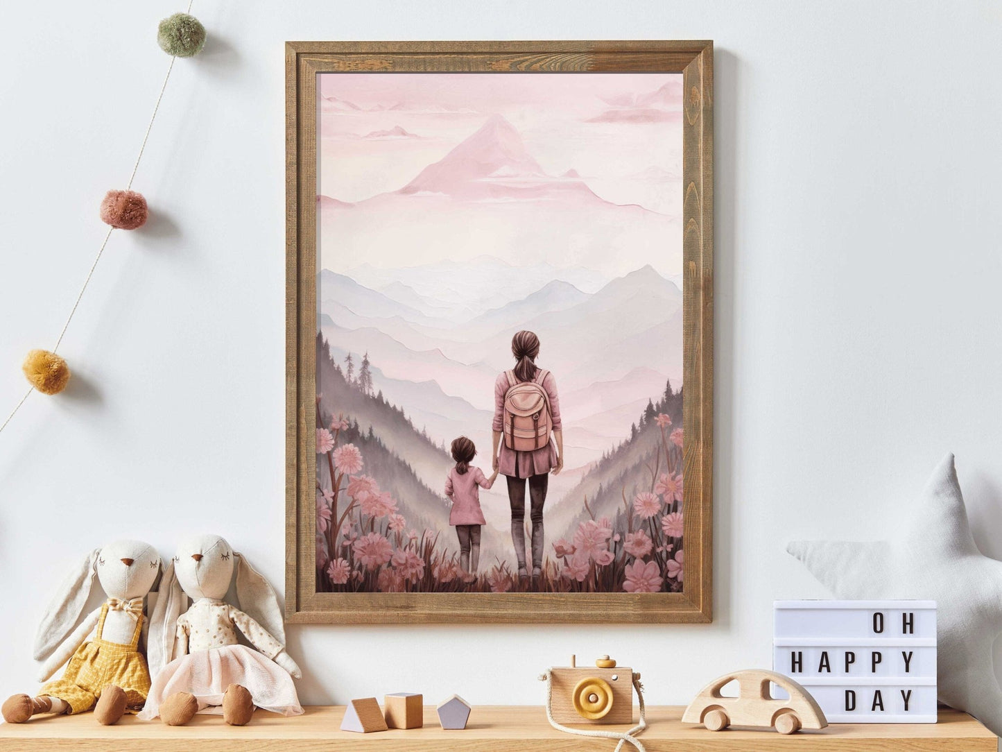 Mother and Daughter Bond Art, Adventure Wall Decor, Rustic Nursery Design - WildfieldPrints
