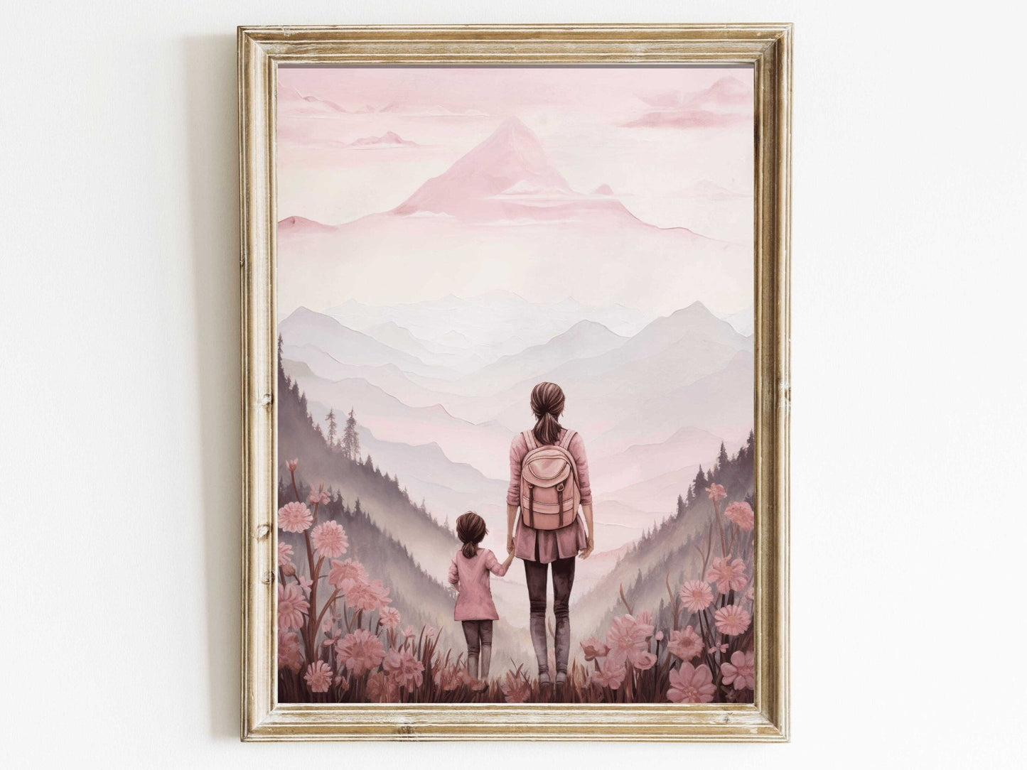 Mother and Daughter Bond Art, Adventure Wall Decor, Rustic Nursery Design - WildfieldPrints