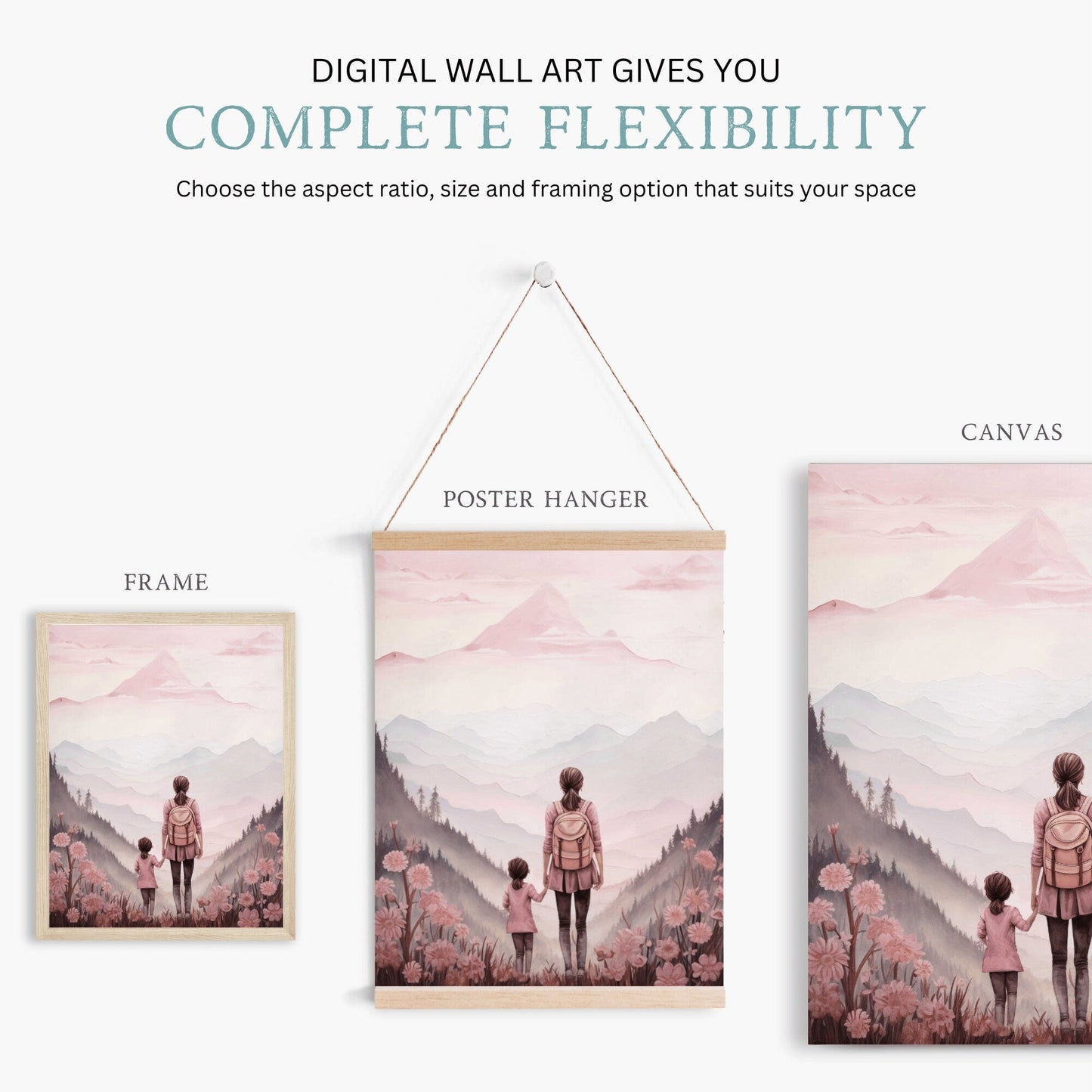 Mother and Daughter Bond Art, Adventure Wall Decor, Rustic Nursery Design - WildfieldPrints