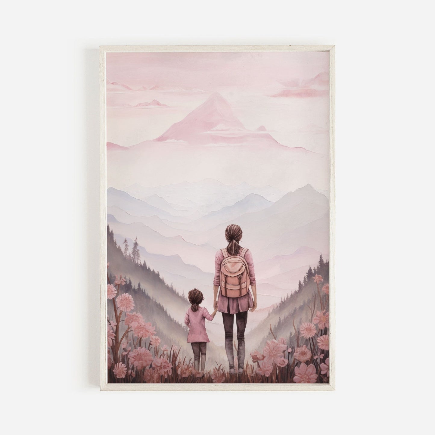 Mother and Daughter Bond Art, Adventure Wall Decor, Rustic Nursery Design - WildfieldPrints