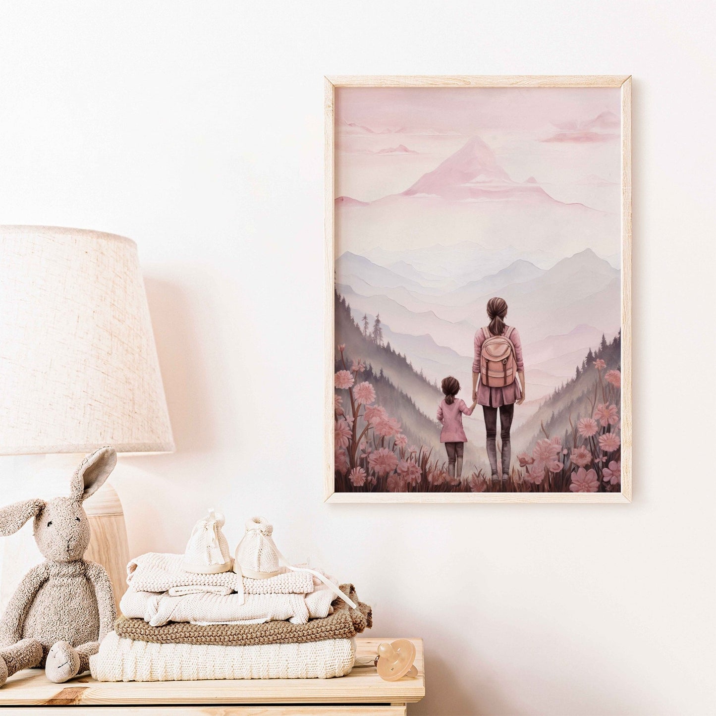 Mother and Daughter Bond Art, Adventure Wall Decor, Rustic Nursery Design - WildfieldPrints