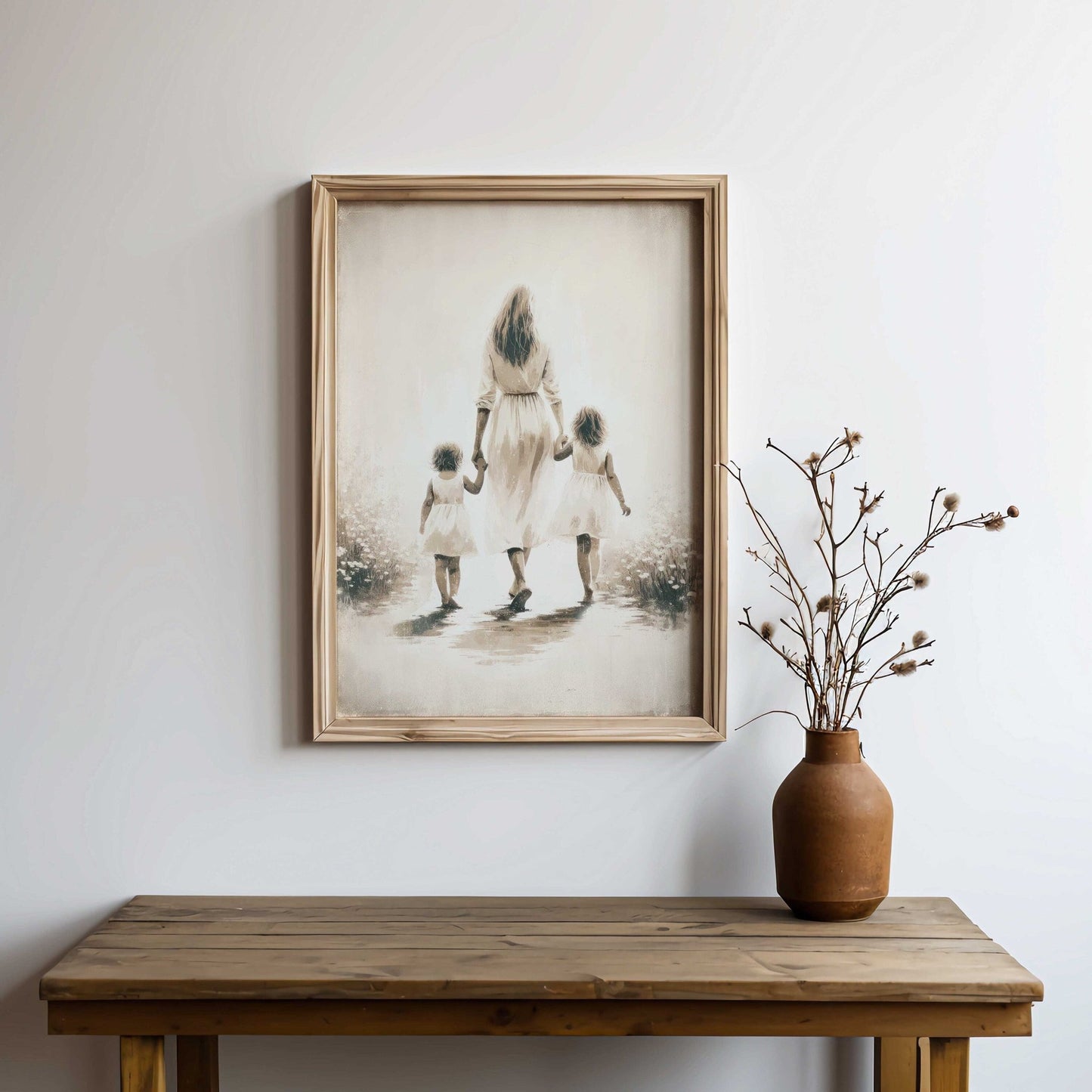 Mother and Daughters Wall Art, Sister Art Prints, Family Decor - WildfieldPrints