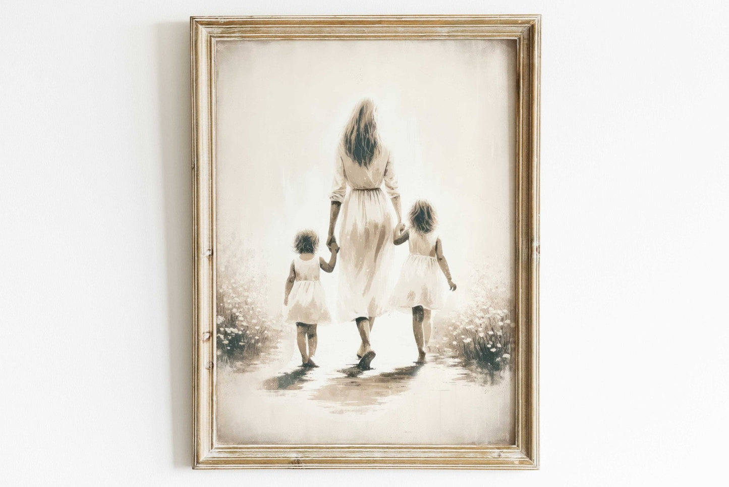 Mother and Daughters Wall Art, Sister Art Prints, Family Decor - WildfieldPrints