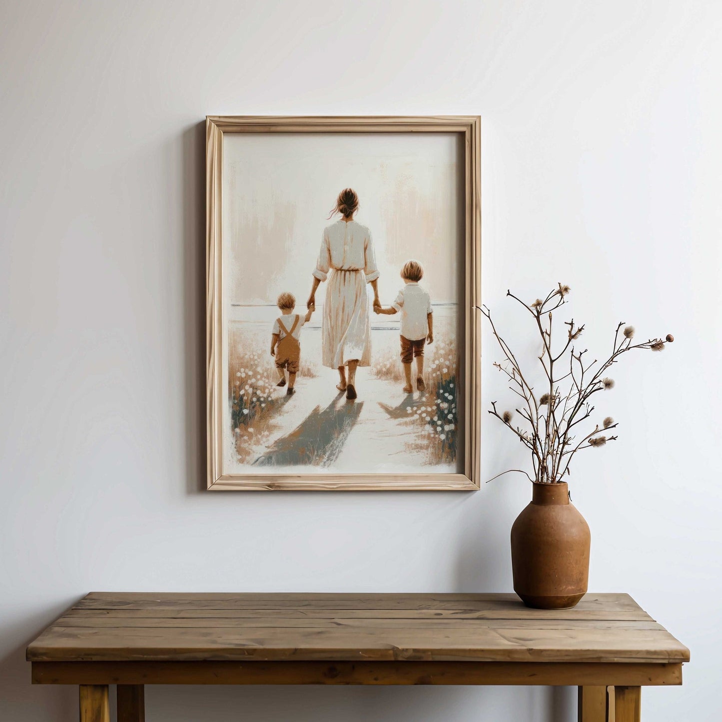Mother and Sons Print, Brother Wall Art, Family Bond Decor - WildfieldPrints