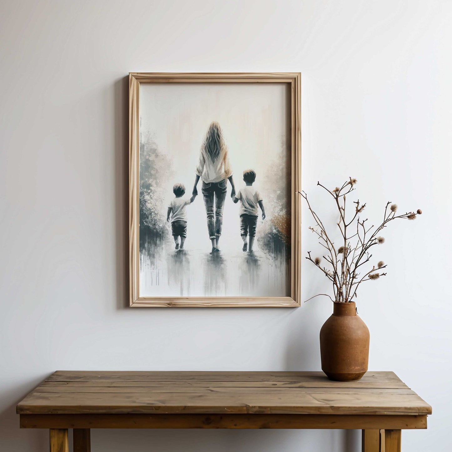 Mother and Sons Print, Brother Wall Art, Family Bond Decor - WildfieldPrints
