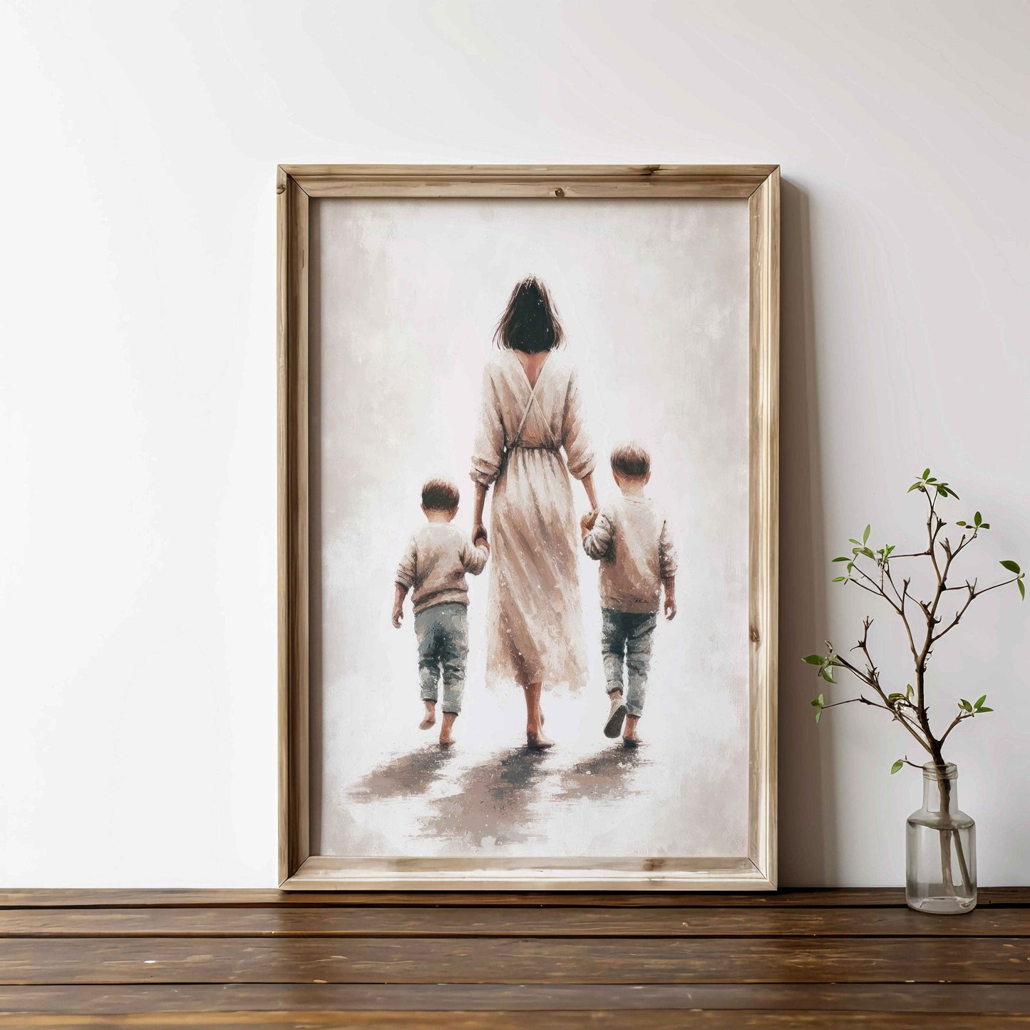 Mother and Sons Print, Brother Wall Art, Family Bond Decor - WildfieldPrints