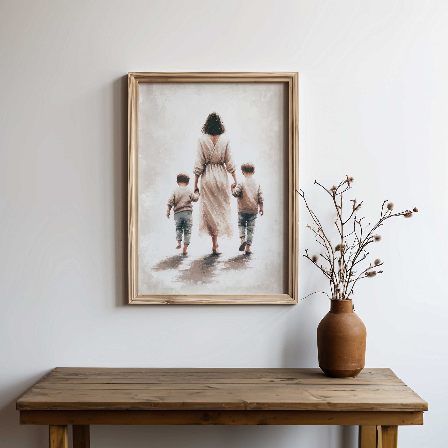 Mother and Sons Print, Brother Wall Art, Family Bond Decor - WildfieldPrints