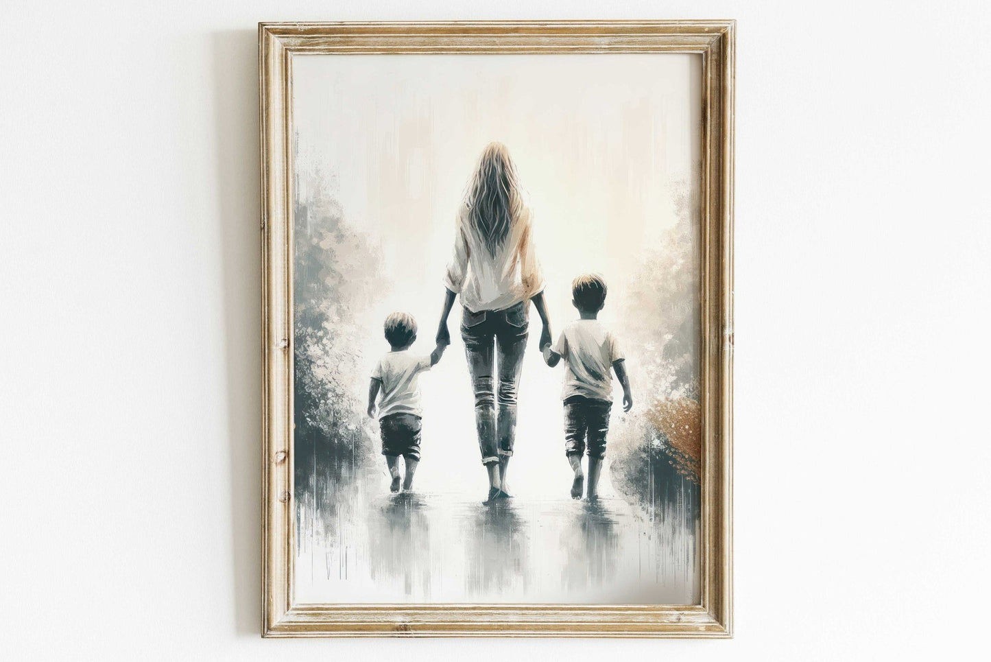 Mother and Sons Print, Brother Wall Art, Family Bond Decor - WildfieldPrints