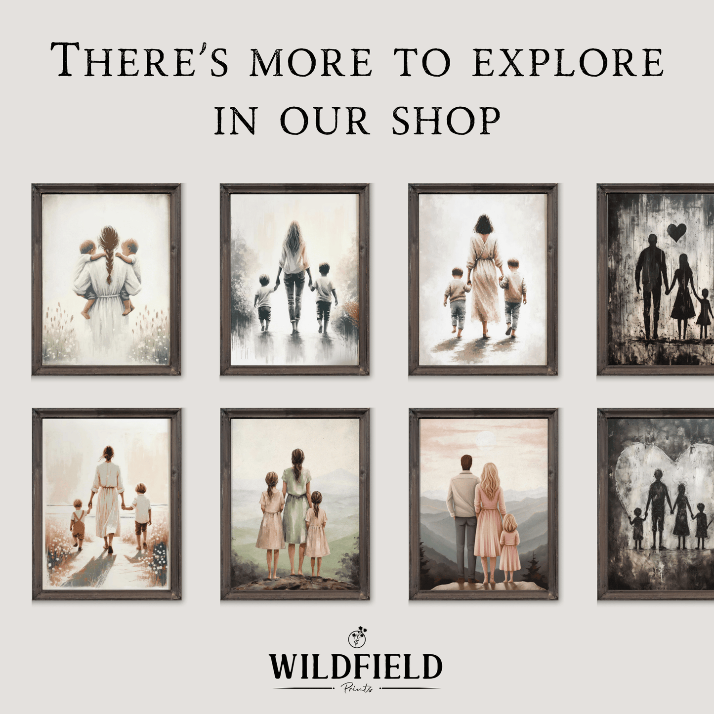 Mother and Sons Print, Brother Wall Art, Family Bond Decor - WildfieldPrints