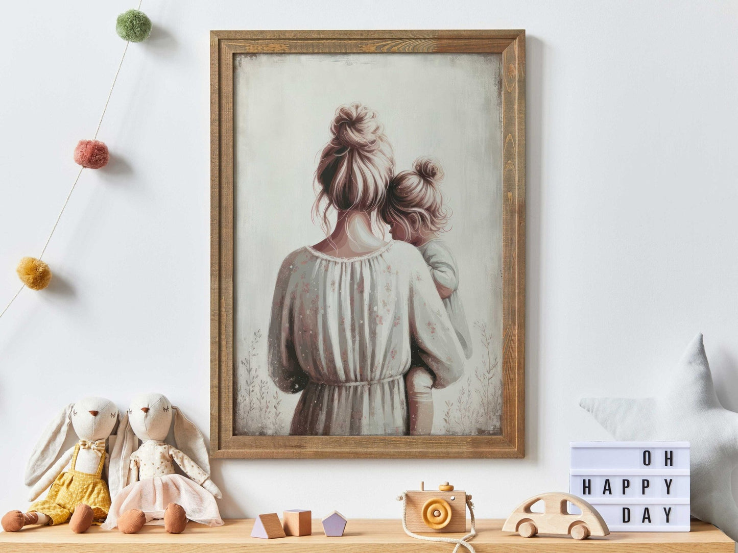 Mother Daughter Art, Mom & Child Decor, Rustic Family Wall Hangings - WildfieldPrints