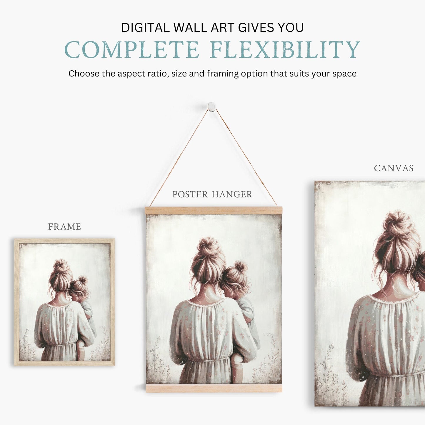 Mother Daughter Art, Mom & Child Decor, Rustic Family Wall Hangings - WildfieldPrints