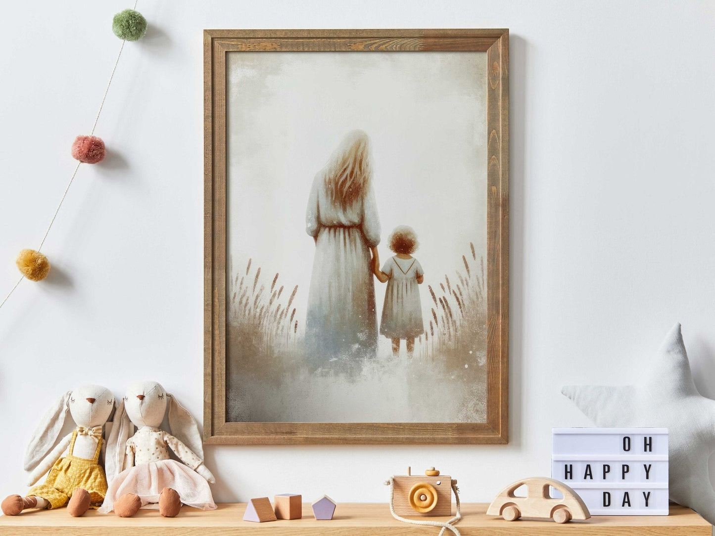 Mother & Daughter Artwork, Heartfelt Gift for Mom, Rustic Nursery Decor - WildfieldPrints