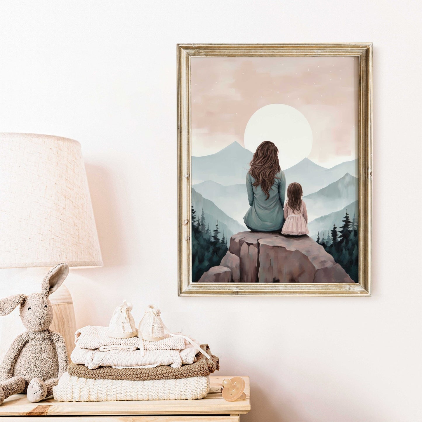 Mother Daughter Bond Art, Adventure Wall Decor, Rustic Nursery Gift - WildfieldPrints
