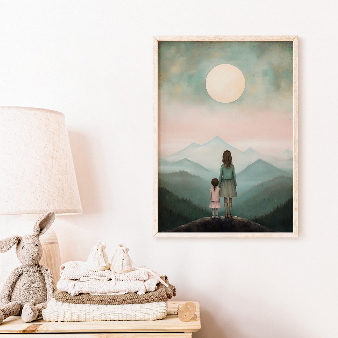 Mother Daughter Bond Art, Adventure Wall Decor, Rustic Nursery Gift - WildfieldPrints
