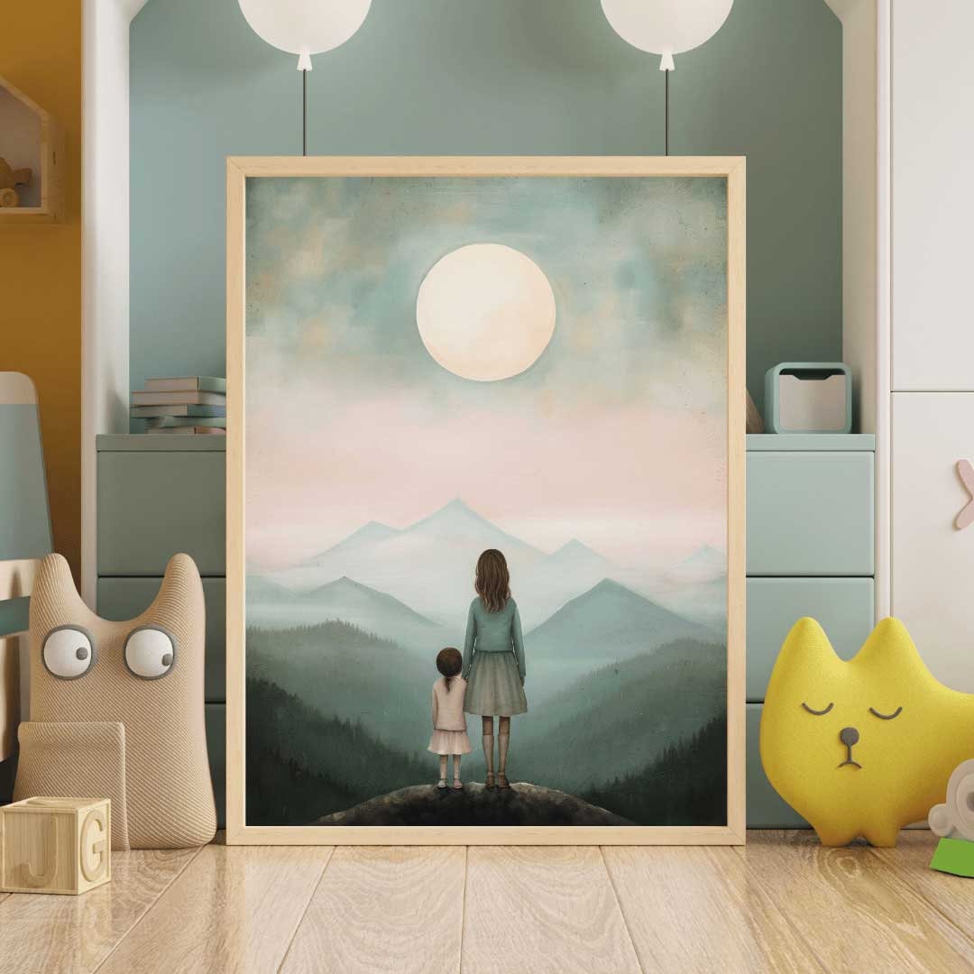 Mother Daughter Bond Art, Adventure Wall Decor, Rustic Nursery Gift - WildfieldPrints