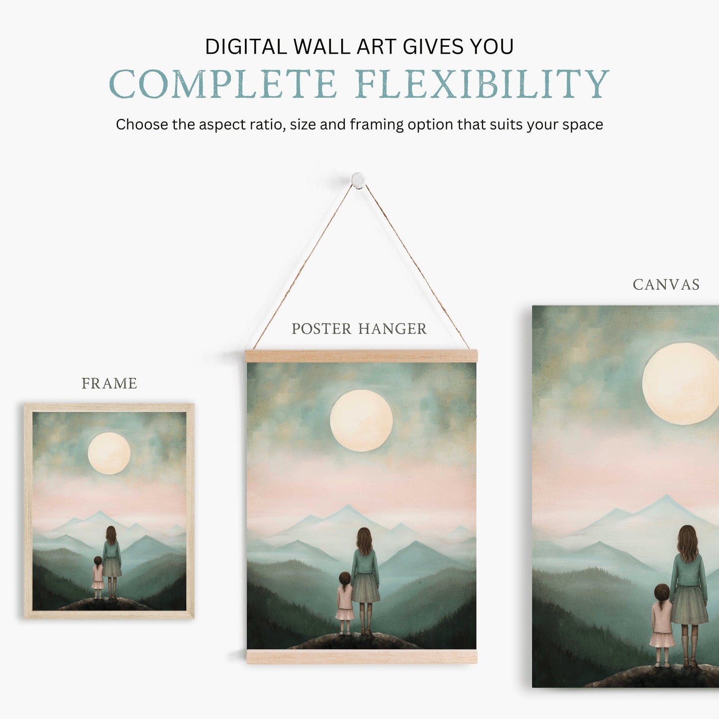 Mother Daughter Bond Art, Adventure Wall Decor, Rustic Nursery Gift - WildfieldPrints