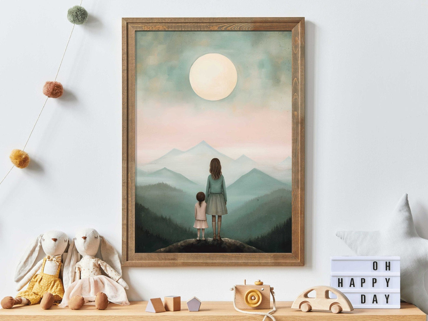 Mother Daughter Bond Art, Adventure Wall Decor, Rustic Nursery Gift - WildfieldPrints
