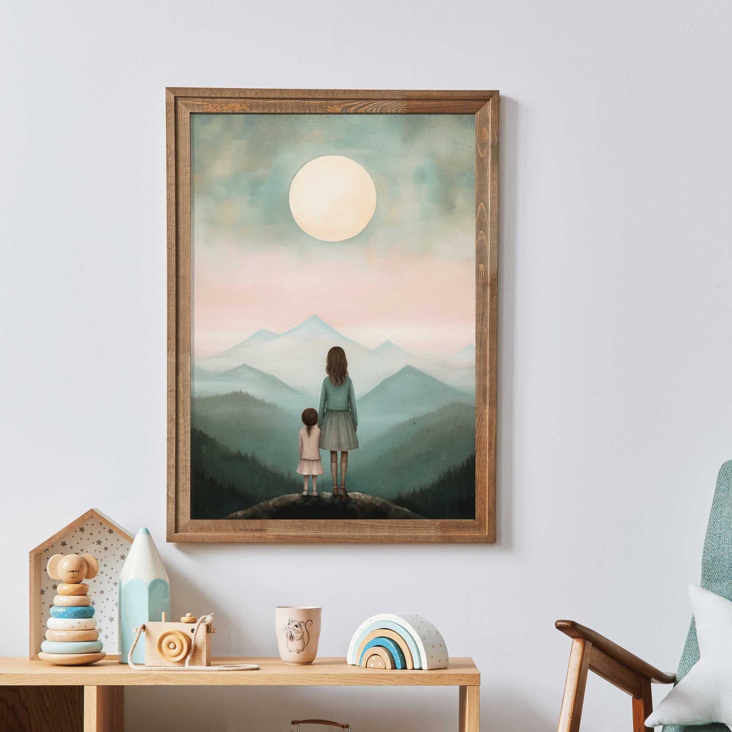 Mother Daughter Bond Art, Adventure Wall Decor, Rustic Nursery Gift - WildfieldPrints