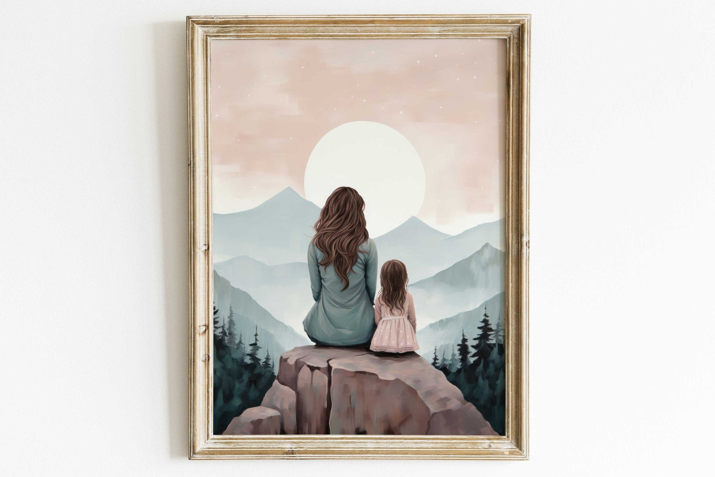 Mother Daughter Bond Art, Adventure Wall Decor, Rustic Nursery Gift - WildfieldPrints