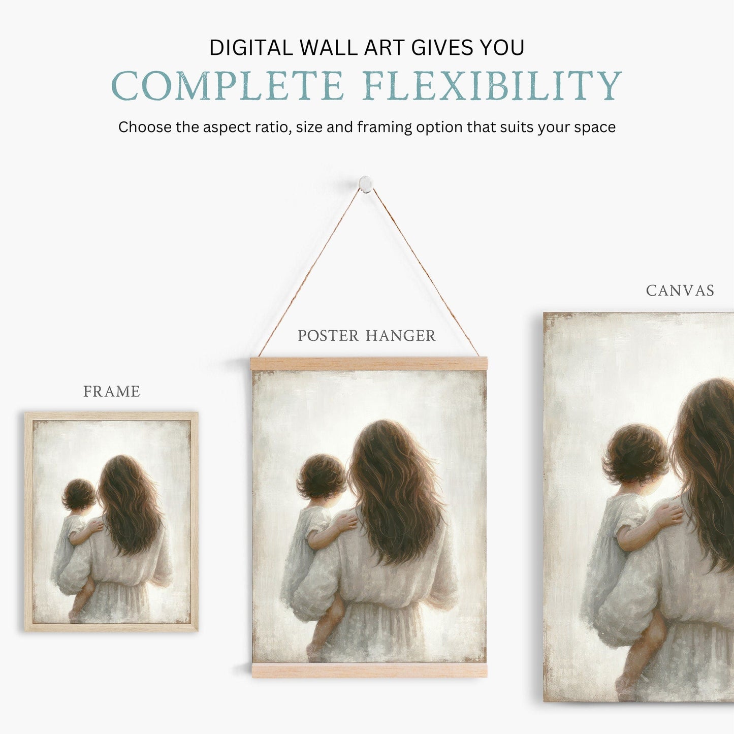 Mother & Daughter Bond Print, Heartwarming Family Decor, Rustic Art - WildfieldPrints