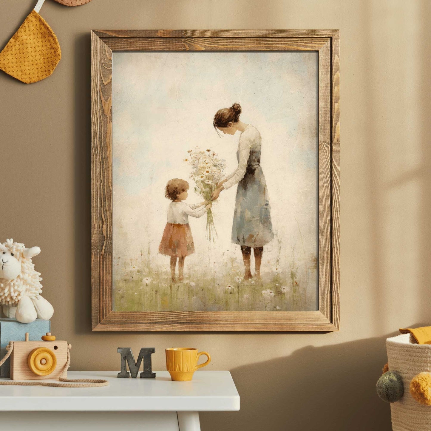Mother Daughter Bond Wall Art, Floral Decor, Rustic Nursery Accent - WildfieldPrints