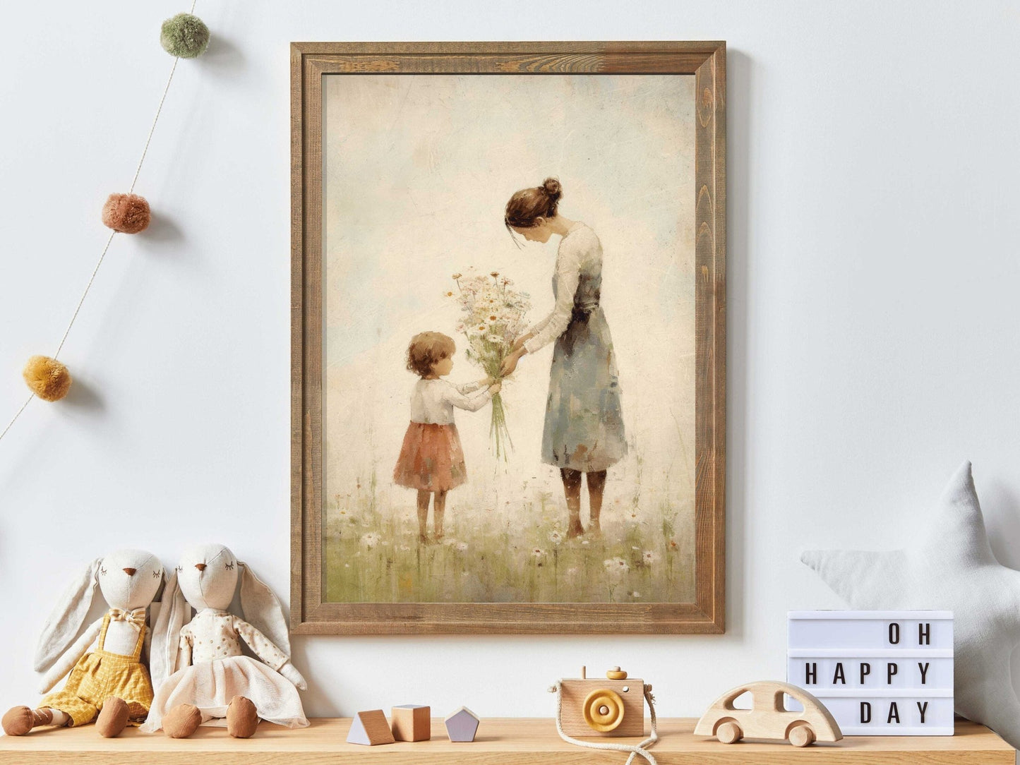 Mother Daughter Bond Wall Art, Floral Decor, Rustic Nursery Accent - WildfieldPrints