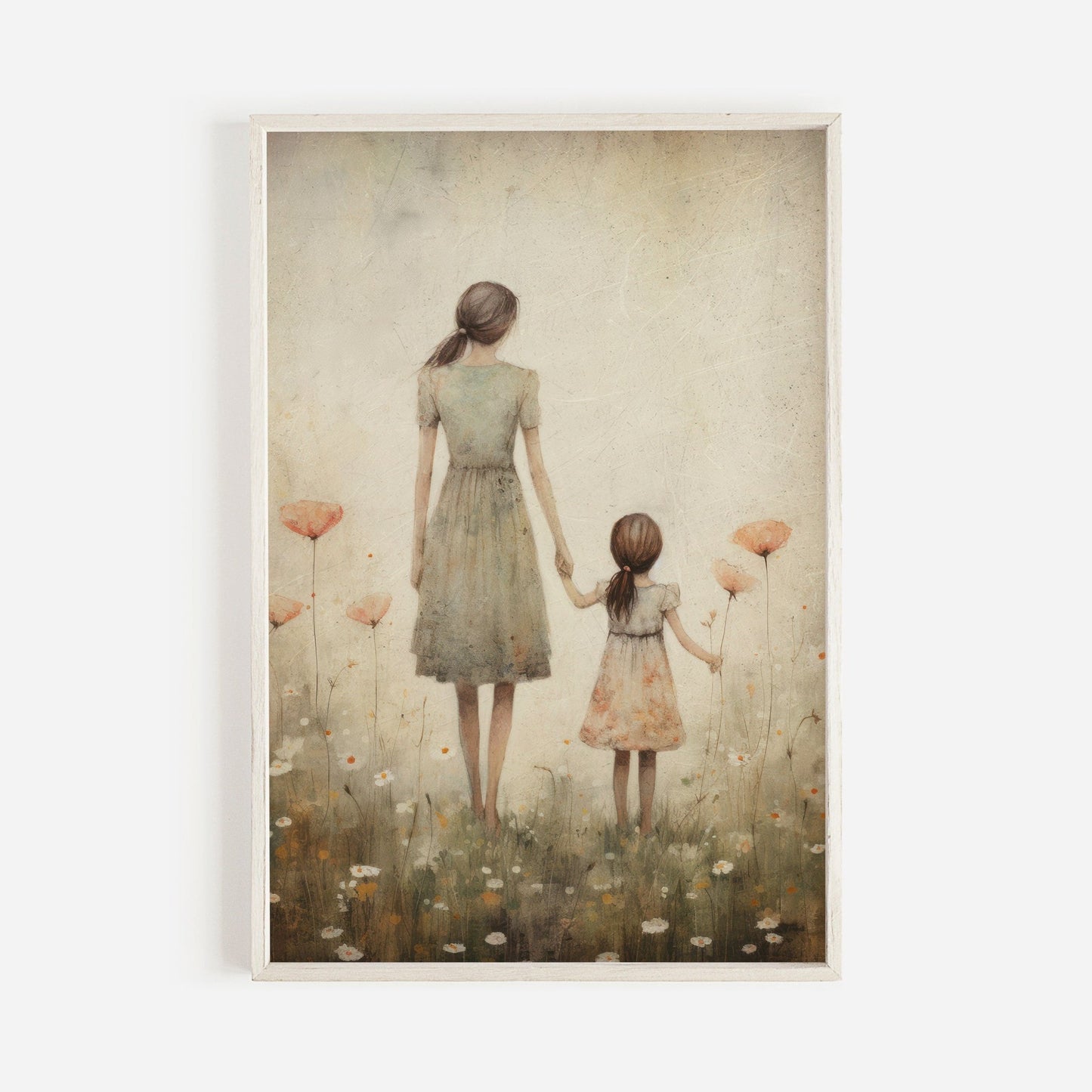 Mother Daughter Bond Wall Art, Floral Decor, Rustic Nursery Accent - WildfieldPrints