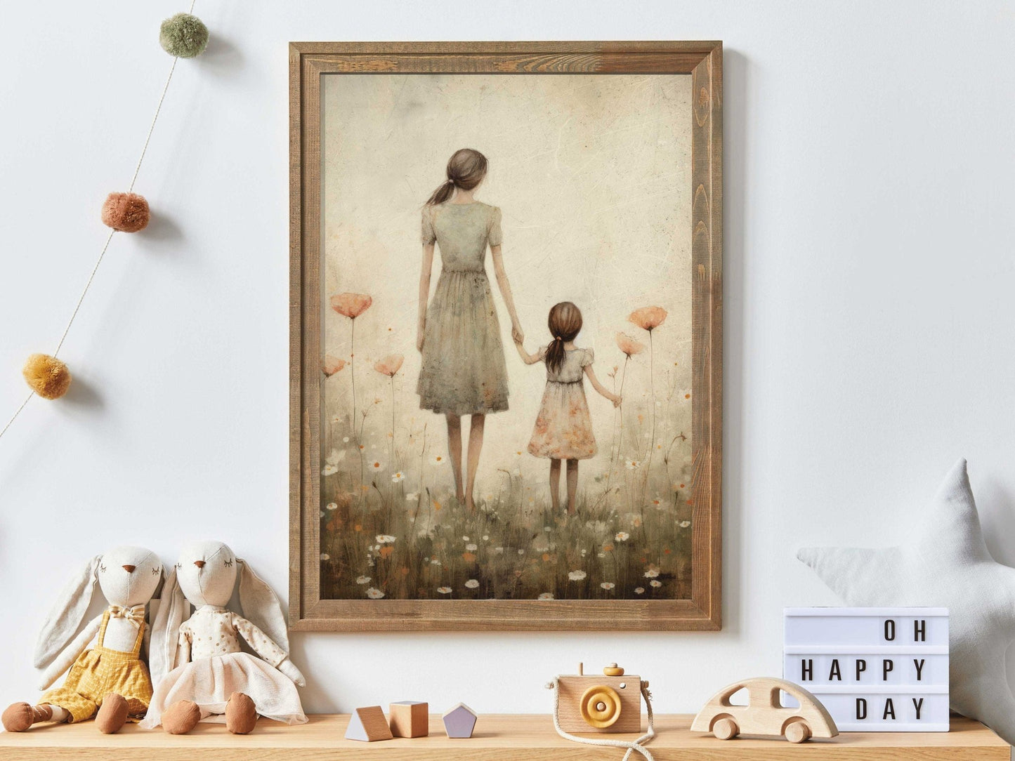Mother Daughter Bond Wall Art, Floral Decor, Rustic Nursery Accent - WildfieldPrints