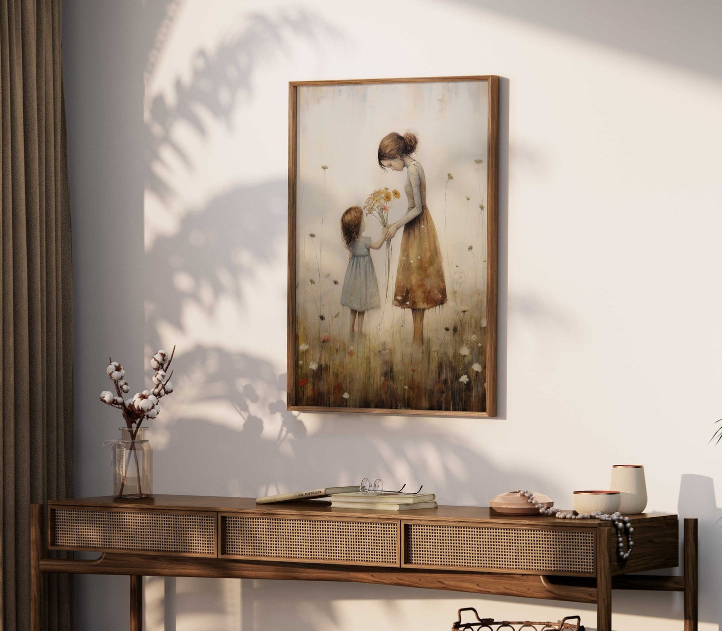 Mother Daughter Bond Wall Art, Floral Decor, Rustic Nursery Accent - WildfieldPrints