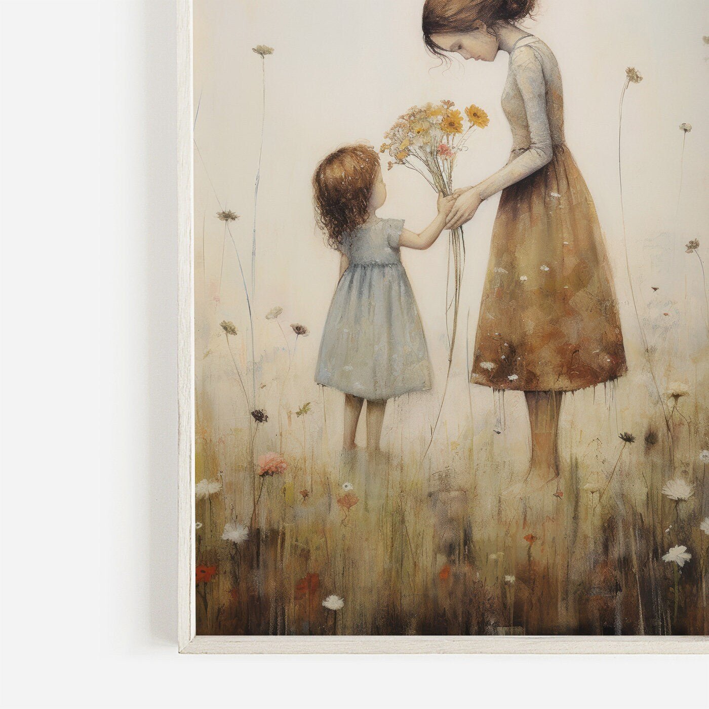 Mother Daughter Bond Wall Art, Floral Decor, Rustic Nursery Accent - WildfieldPrints